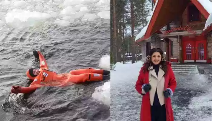 56-year-old Bhagyashree swims in ocean at -25°C during exotic Finland holiday