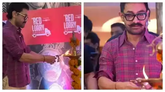Aamir Khan removes his shoes before lighting diya at festival