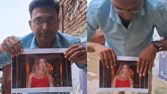 After making waves during the Maha Kumbh, the trend of ‘digital snan' has returned, now with an unexpected twist. In a now-viral Instagram video, a man is seen dipping a photo of American actor Sydney Sweeney into the holy waters of the Sangam in Prayagraj.