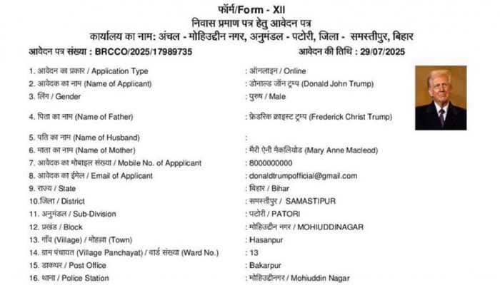Amid India's tariff war with the United States, Bihar seems to have taken the tussle to a whole new level. While Trump Towers are inviting investors and buyers in the country, Bihar has reportedly denied a residency certificate to 'Donald Trump'. The Election Commission's Special Intensive Revision of the electoral roll has opened up a Pandora's box in Bihar with the domicile certificate being issued to living and non-living beings, exposing the loopholes in the system. Notably, the ECI has marked the Domicile or residency certificate as one of the desired documents for voter verification in Bihar. This led to a surge in applications for the domicile certificates. Recently, it came to light that the District administrations in Bihar issued Domicile certificates to a dog (Dog Babu) and a tractor, making it to the national headlines.