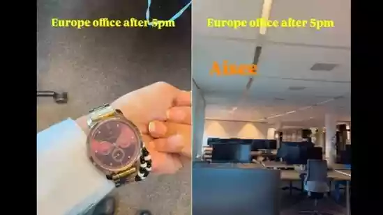 An Indian woman living in Europe has sparked a lively discussion online after sharing a video that captures what many in India would consider a rare sight - an empty office floor by 5 pm. The clip, shared on Instagram by user ‘livewithjyoti', showed rows of vacant desks and workstations, with not a single employee in sight once official hours ended.