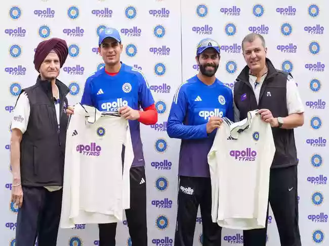Apollo Tyres logo debuted on Indian cricket team jerseys. This followed a partnership with BCCI. The logo appeared on men's team jerseys in Ahmedabad. It also featured on women's team jerseys in Guwahati. This association showed support for the sport. KL Rahul scored a half-century. India reached 121 for two against West Indies on Day 1.