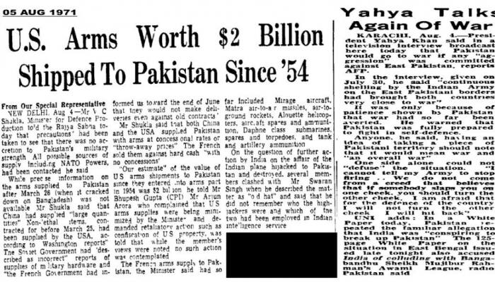 As the tariff strain between India and the United States, the Eastern Command of the Indian Army on Tuesday shared an old newspaper clipping about Washington shipping arms to Pakistan since 1954. The report highlights how the US remained one of the key suppliers of arms to Islamabad till 1971.