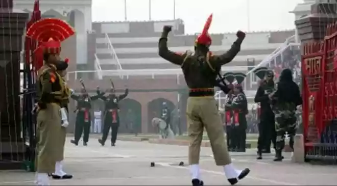 Beating Retreat ceremony at Wagah Border