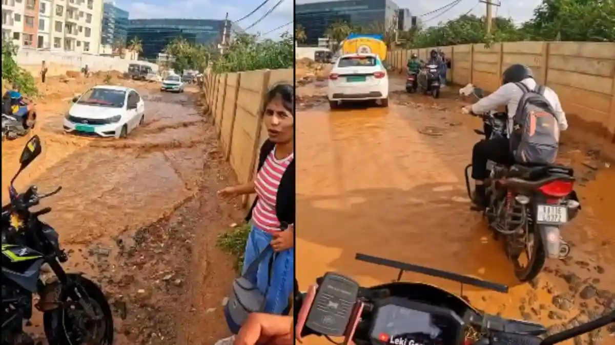 Bengaluru is known as India's tech capital that attracts thousands for job opportunities. It is equally notorious for its roads that often test commuters' patience. A recent video highlighted just how tough it can get on some stretches, so waterlogged and damaged that they barely resemble a road.