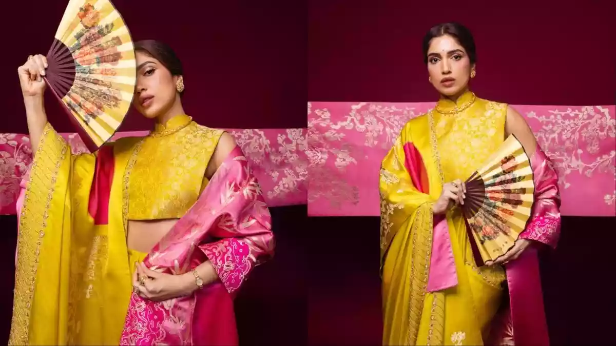 Bhumi Pednekar Radiates Elegance In Rs 62K Mustard Yellow Mashru Silk Saree