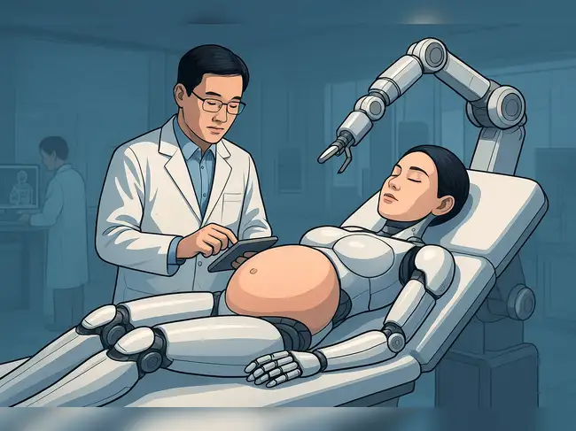 Chinese scientists have revealed plans to unveil a prototype of the world's first gestational robot to give birth to a human infant by 2026. Created by Kaiwa Technology, the new