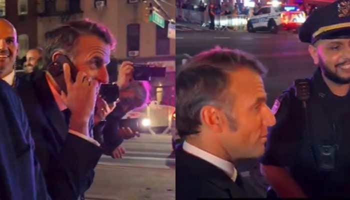 French President Emmanuel Macron's car was stopped by police because of former U.S. President Donald Trump's motorcade. The incident has sparked a humorous debate on social media. A video from New York has gone viral showing French President Emmanuel Macron's car being stopped by police because of former U.S. President Donald Trump's motorcade. The incident happened as Macron was leaving the United Nations headquarters after addressing the 80th session of the UN General Assembly.<br> <br> According to reports, Macron had just formally announced France's recognition of the State of Palestine at the UN when the confusion occurred. As the French president prepared to travel to the French Embassy in New York, police blocked his car while securing the route for Trump's convoy.<br> <br> In footage shared by a French media outlet, an officer is heard apologising, saying, “I'm sorry, Mr. President, everything is blocked right now.” The video shows Macron stepping out of his car, he appeared amused but slightly displeased. He then called Trump and joked with him to “clear the road.”
