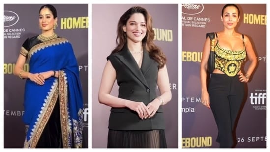 Homebound's premiere last night featured the stars bringing in their best styles, ranging from nostalgic homages to classic black evening wear. Homebound, starring Ishaan Khatter, Vishal Jehtwa, and Janhvi Kapoor, was also screened at the 50th edition of the Toronto International Film Festival and won second runner-up in the International People's Choice category recently.