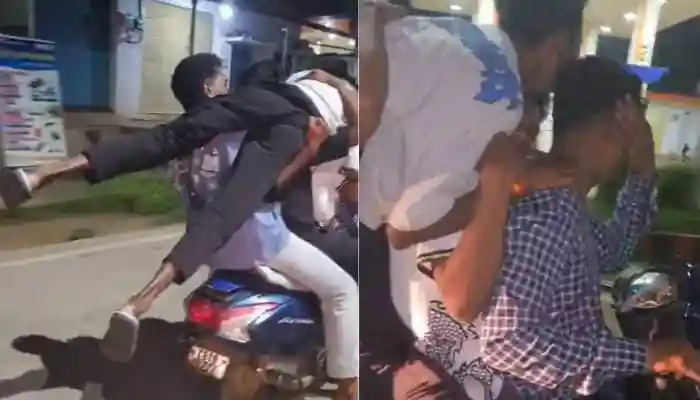 In a shocking display, four men rode a scooter while a fifth balanced on their shoulders. The dangerous yet hilarious stunt went viral, leaving netizens both amused and concerned. Road safety remains a pressing concern in India, but some incidents that surface online are simply hard to believe. One such video from Bijapur, Chhattisgarh, has gone viral, showing five young men performing a shockingly dangerous stunt on a scooter.