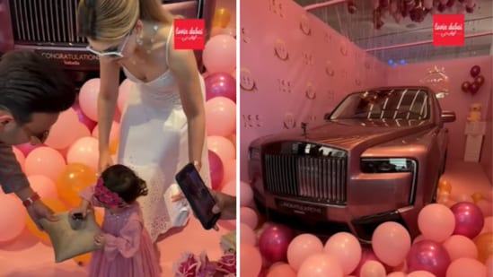 Indian businessman Satish Sanpal celebrated Father's Day by gifting his one-year-old daughter, Isabella, a custom pink Rolls-Royce. An Indian businessman living in Dubai stunned social media after he gifted a custom pink Rolls-Royce to his one-year-old daughter for Father's Day. In a video shared on Instagram, Satish Sanpal, founder of ANAX Developments, was seen gifting his one-year-old daughter Isabella Sanpal the keys to the luxury car along with his wife Tabinda Sanpal.