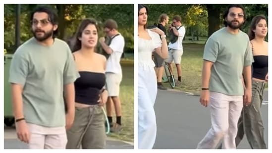 Janhvi Kapoor and rumored boyfriend Shikhar Pahariya were seen together in London, enjoying a stroll. Khushi Kapoor also accompanied them. Actor Janhvi Kapoor is currently enjoying some downtime in London, accompanied by her rumoured boyfriend Shikhar Pahariya. A video circulating on social media captures a candid and affectionate moment between the two as they stroll hand-in-hand through the city's streets.(Also read: Did Janhvi Kapoor ignore Ishaan Khatter at the Cannes Film Festival? Vishal Jethwa reveals what really happened)