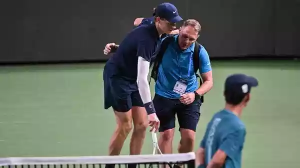 Jannik Sinner's defence of his Rolex Shanghai Masters title ended in unfortunate fashion on Sunday evening. He was forced to retire during the deciding set of his third-round match against Tallon Griekspoor. Griekspoor led 6-7(3), 7-5, 3-2 when Sinner, ranked No. 2 in the ATP standings, stopped playing in the humid Shanghai conditions. The Italian seemed to suffer from cramps in his right thigh, which began late in the second set.Jannik Sinner's defence of his Rolex Shanghai Masters title ended in unfortunate fashion on Sunday evening. He was forced to retire during the deciding set of his third-round match against Tallon Griekspoor.Griekspoor led 6-7(3), 7-5, 3-2 when Sinner, ranked No. 2 in the ATP standings, stopped playing in the humid Shanghai conditions. The Italian seemed to suffer from cramps in his right thigh, which began late in the second set.Jannik Sinner tried using ice towels and stretching but continued to limp between points. At the 2-1 changeover, he rested his legs on the bench to ease the pain.