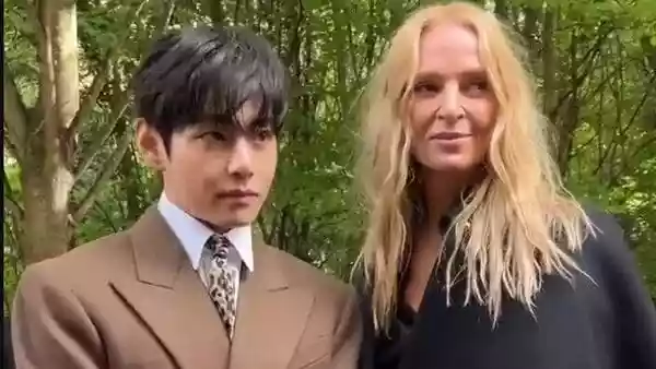 Kim Taehyung, who is popularly known as V of BTS, is making headlines after he was spotted fixing Hollywood actress Uma Thurman's hair before taking pictures. The viral video clip showing this adorable move was shot at the 2025 Paris Fashion Week. Kim Taehyung, who is the global brand ambassador of Celine, attended the show of French luxury fashion house and fans were taken aback after his sweet gesture.Kim Taehyung, who is popularly known as V of BTS, is making headlines after he was spotted fixing Hollywood actress Uma Thurman's hair before taking pictures. The viral video clip showing this adorable move was shot at the 2025 Paris Fashion Week.Kim Taehyung, who is the global brand ambassador of Celine, attended the show of French luxury fashion house and fans were taken aback after his sweet gesture.<h4>Watch viral video here:</h4><h4>Social media reaction</h4>A user wrote, “He looks like the polite school boy taking graduation pic with the principal 😭 he's so sweet.”