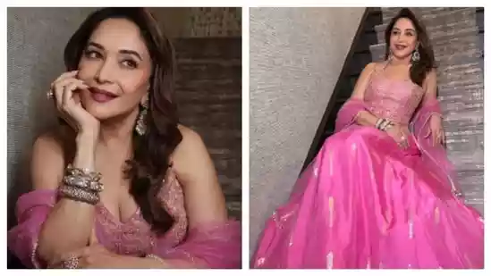Madhuri Dixit dazzles in pink lehenga with statement jewellery