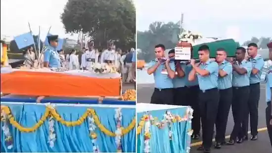 Mortal remains of Wing Commander Namansh Syal brought to Sulur Air Base