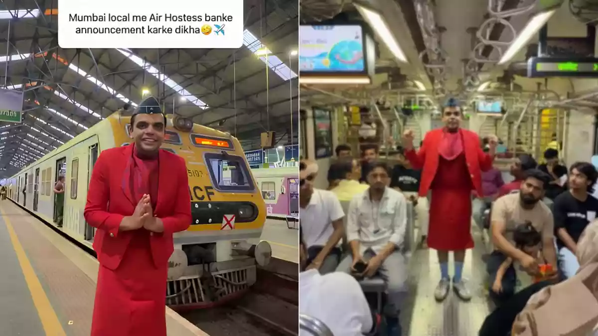 Mumbai Influencer Dresses As Air Hostess Inside Local Train For A Dare