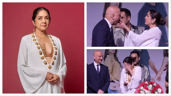 Neena Gupta's outfit at the trailer launch has garnered widespread attention, with fans praising her defying age-based stereotypes. Veteran actor Neena Gupta celebrated her 66th birthday in style at the trailer launch of her upcoming film Metro In Dino with Pankaj Tripathi, Anupam Kher and Konkona Sen Sharma. And it was her outfit with biscuit bra that stole the spotlight, generating buzz on social media. Also read: Neena Gupta sings Dum Maaro Dum to granddaughter; Masaba jokes, ‘It’s miracle I turned out ok’