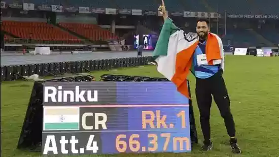 New Delhi: Rinku Hooda, cheered on by a number of his family members, twice broke the championship record in the F46 javelin on a humid Monday evening to win India's second gold of the World Para Athletics Championships here. The 26-year-old produced an opening throw of 63.81m to better the existing meet mark of 61.89m and take an early lead and held the pole position till the third series when Cuban Guillermo Varona Gonzalez overtook him with a 63.34m throw.