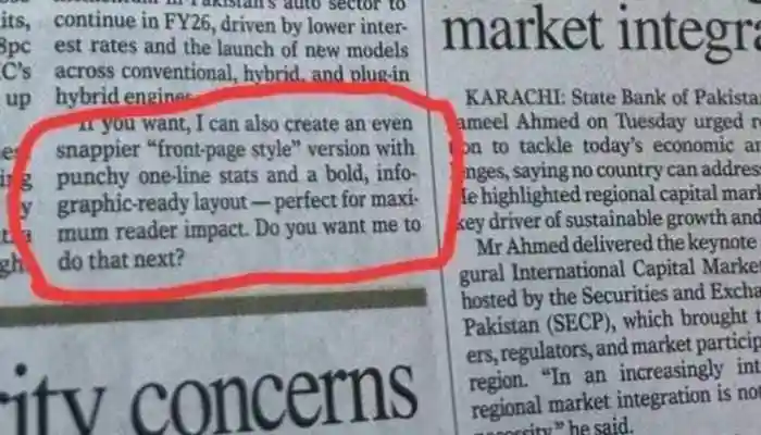 Pakistan’s Dawn Newspaper Accidentally Prints AI Prompt