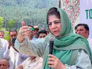 PDP president Mehbooba Mufti accused the BJP of coercing Kashmiris to stand for the national anthem