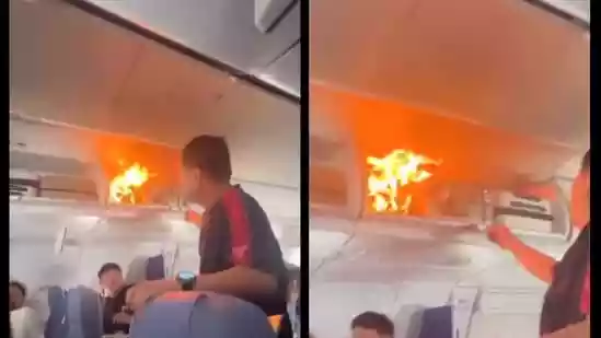 Plane makes emergency landing after battery in luggage catches fire mid-air