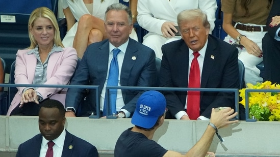 President Donald Trump attended the US Open final on Sunday at the Arthur Ashe Stadium in New York. A photo from the event circulating online appears to show the president biting down on some pill. It was clicked and shared by photographer Andres Kudacki.