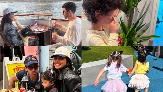 Priyanka Chopra, Nick Jonas and Malti spent a day in New York. In a photo, the trio was seen taking a walk by the river holding hands. Actor Priyanka Chopra and her husband-singer Nick Jonas, took a trip to New York with their daughter Malti Marie Chopra Jonas. They were also accompanied by Nick's brothers, Kevin Jonas, Joe Jonas and Franklin Jonas. Both Priyanka Chopra and Nick posted a bunch of pictures on Instagram. (Also Read | Heads of State trailer: Priyanka Chopra's MI6 agent Noel Bisset steals the show in Idris Elba-John Cena film, say fans)