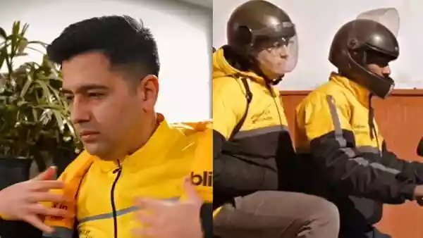 Raghav Chadha dons Blinkit uniform for a day