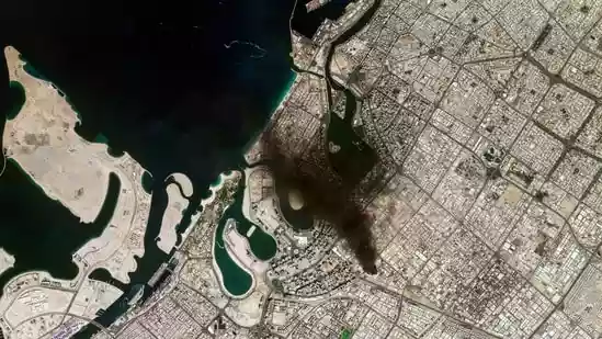 Satellite images show black smoke over Dubai as Iran continues to fire missiles