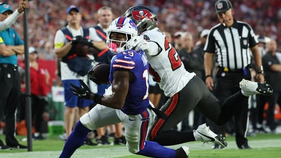 Shilo Sanders, the son of the legendary Deion Sanders, aka Coach Prime, was ejected during the Tampa Bay Buccaneers' Saturday clash against the Buffalo Bills. After the 25-year-old was removed from the game, fans slammed the referees. Sanders, rookie safety for the Bucs, was ejected from the team's final preseason game. He apparently tangled with Bills tight end Zach Davidson, threw a punch following a scuffle, leading to an immediate penalty and ejection.