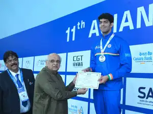 Star Indian swimmer Srihari Nataraj clinched a bronze in the 100m freestyle, extending his personal medal haul to five at the 11th Asian Aquatics Championships. Rohit B Benedicton also secured a silver in the men's 50m butterfly, boosting India's overall medal tally to nine. Nataraj expressed satisfaction with his podium finish.