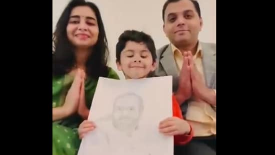 The Indian-origin kid from Toronto says “Namaste” in the video and shows off his artwork dedicated to Prime Minister Narendra Modi. Prime Minister Narendra Modi embarked on a three-nation tour to Cyprus, Canada and Croatia. The prime minister will arrive in Canada today, marking the second leg of his three-nation tour after Cyprus, to participate in the outreach session of the G7 Summit. Amid this, a video of a kid and his parents has surfaced on social media. It shows the little one’s special sketch for the PM.