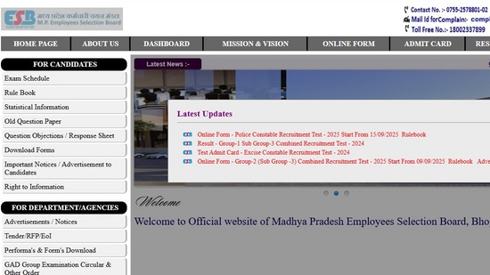 The Madhya Pradesh Employees Selection Board, MPESB, has released the notification for the recruitment of 7500 posts of constables. Eligible and interested candidates will be able to apply on the official website at esb.mp.gov.in. As per the notification, following are some important dates that candidates need to remember: