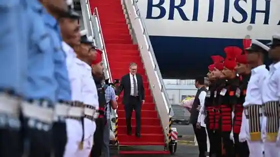 UK Prime Minister Keir Starmer landed in Mumbai on Wednesday, marking the start of his first visit to India since taking over the as British prime minister in 2024. He arrived at the Chhatrapati Shivaji Maharaj International Airport in Mumbai and was received by Maharashtra Chief Minister Devendra Fadnavis, Deputy CMs Eknath Shinde and Ajit Pawar, and Maharashtra Governor Acharya.UK Prime Minister Keir Starmer landed in Mumbai on Wednesday, marking the start of his first visit to India since taking over the as British prime minister in 2024.He arrived at the Chhatrapati Shivaji Maharaj International Airport in Mumbai and was received by Maharashtra Chief Minister Devendra Fadnavis, Deputy CMs Eknath Shinde and Ajit Pawar, and Maharashtra Governor Acharya.Starmer is set to meet with Prime Minister Narendra Modi on Thursday. This meeting comes after India and the UK signed its historic Free Trade Agreement signed this July.'Also Read | Underground metro, Navi Mumbai Airport, meet with Starmer: PM Modi's big 2-day Mumbai visit kicks off today