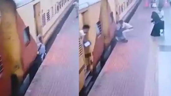 Woman slips boarding moving train in Tamil Nadu