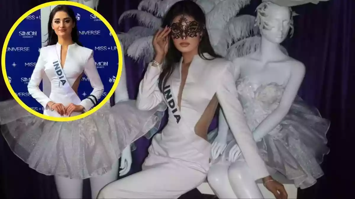 मिस यूनिवर्स के मंच पर सफेद परी बनकर उतरीं भारतीय सुंदरी