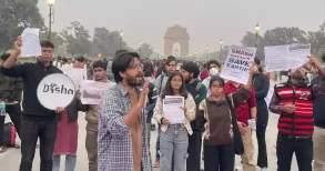A Delhi court on Wednesday remanded six college students who were arrested after a protest against air pollution to police custody for three days