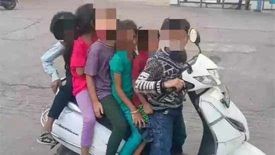 6 children seen riding a scooter in Bengaluru