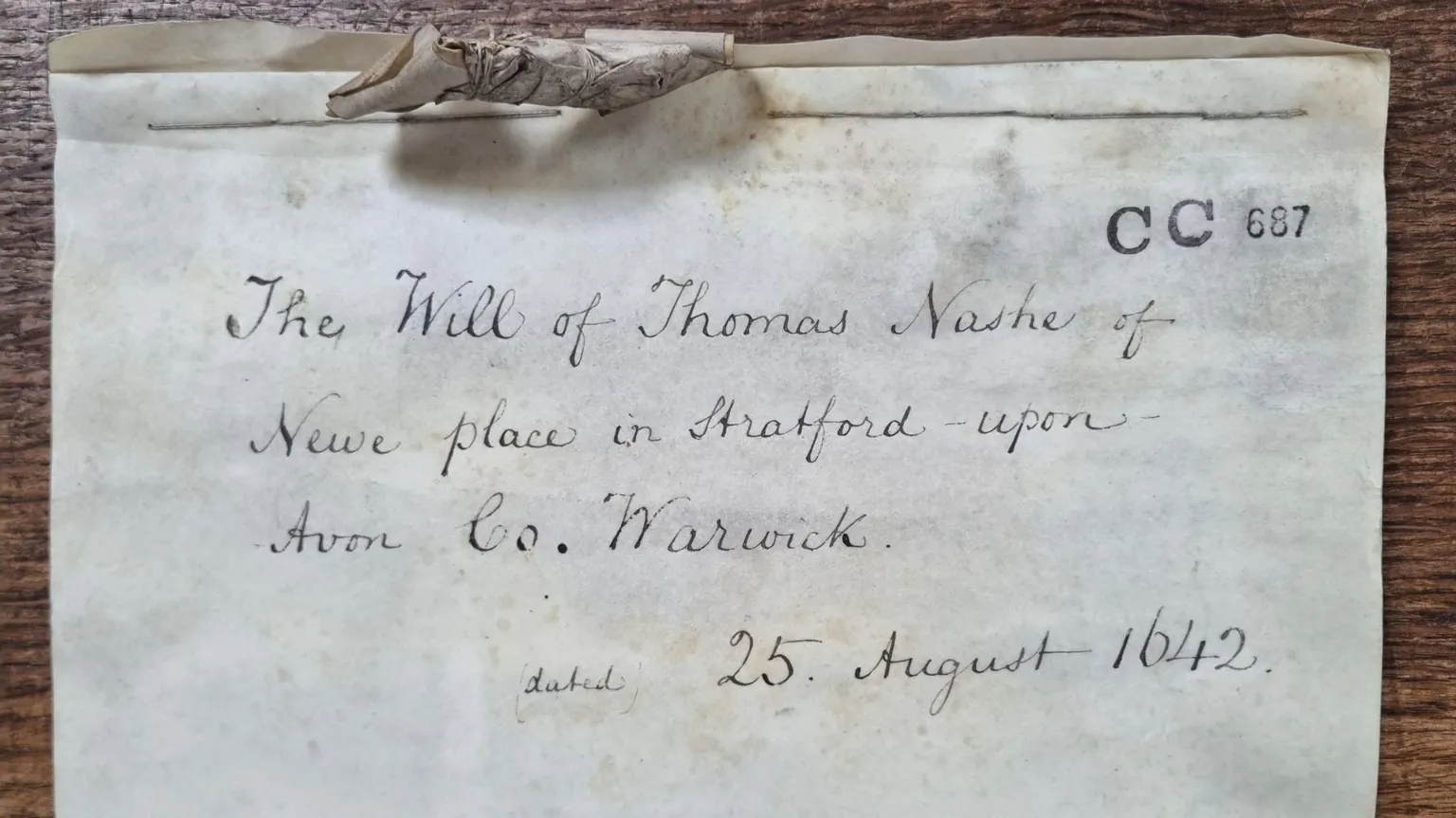 A 17th Century will that sparked a family row over William Shakespeare's grand Stratford-upon-Avon home has been found. The document, drawn up by Thomas Nash on 25 August 1642, was discovered by Dr Dan Gosling, a historian at The National Archives, who was looking through unlisted boxes containing hundreds of deeds.