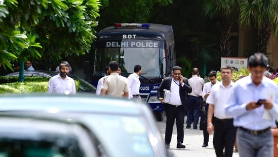 A bomb threat was received by the Taj Palace hotel in Delhi through email on Saturday and was declared a hoax after nothing was found, news agency ANI reported, citing Delhi Police. Earlier on Friday, panic spread in the Delhi High Court after an email was received threatening a bomb on the premises. Hours after the first bomb threat, authorities at the Bombay High Court also received an e-mail threatening to blow up the historic court building in south Mumbai. The Bomb threat triggered a massive security operation and evacuation at both the places, and was later declared a hoax.