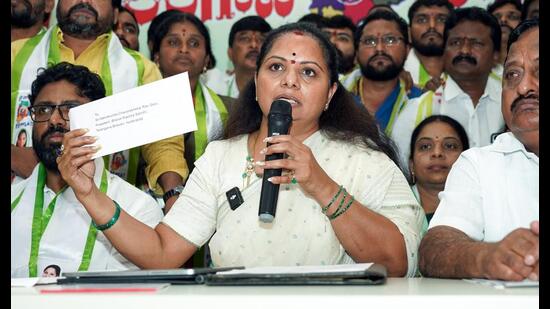 A day after being suspended from the Bharat Rashtra Samithi for her alleged anti-party activities, Kalvakuntla Kavitha, daughter of party president and former Telangana chief minister K Chandrashekar Rao, on Wednesday resigned from the primary membership of the party and also her seat in the state legislative council.