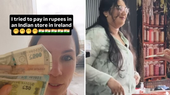 A foreigner who is married to an Indian man shared a video showing her offering Indian currency at a store in Ireland. The sweet prank on a store staff member sparked laughter on social media. The Instagram video opens with a text insert that reads, “I tried to pay in rupees in an Indian store in Ireland.” In the footage, she says, “I'm going to go in the Asian store and try and play with these rupees here in Ireland. Let's see how they react.”