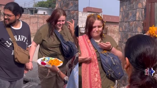 A heartwarming video has gone viral, showing Indian parents in Jammu welcoming their son's American girlfriend. The video captures a joyful scene as the parents greet her with big smiles, sharing warm moments. The couple, Atul from Jammu and his American girlfriend, Claire, have a joint Instagram page (@atulxclaire) where they share moments from their life. Through the page, they have documented their experiences exploring Indian culture and trying new foods, including traditional customs.