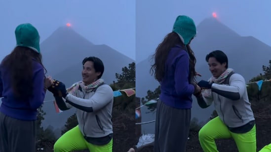 A proposal like no other has taken social media by storm after a couple shared a breathtaking moment on Volcán Acatenango in Guatemala. The video has gone viral, with viewers swooning over the romantic moment. The video captured Justin Lee surprising his girlfriend, Morgan, with a proposal in front of a volcano. As he bends down on one knee to ask the special question, the volcano erupts, with red flames and smoke creating a romantic and dramatic scene.
