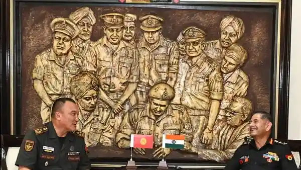 A recent image shared on X from a high-level meeting between India and Kazakhstan's military chiefs has gone viral — not for the discussions held, but for what appeared in the background. The photograph prominently features the iconic mural depicting Pakistan's 1971 surrender, a symbol of India's greatest military triumph.A recent image shared on X from a high-level meeting between India and Kazakhstan's military chiefs has gone viral — not for the discussions held, but for what appeared in the background. The photograph prominently features the iconic mural depicting Pakistan's 1971 surrender, a symbol of India's greatest military triumph.<h4>Who were the officials in the meeting?</h4>The meeting took place on the sidelines of the United Nations Chiefs of the Counter-Terrorism Conference (UNTCC) 2025. Chief of the Army Staff General Upendra Dwivedi met Major General Mereke Kuchekbayev, Chief of Land Forces of Kazakhstan.The Indian Army posted the image from its official handle on X, writing: “On the sidelines of the #UNTCC2025, #GeneralUpendraDwivedi, #COAS met with Major General Mereke Kuchekbayev, Chief of Land Forces, Kazakhstan.”