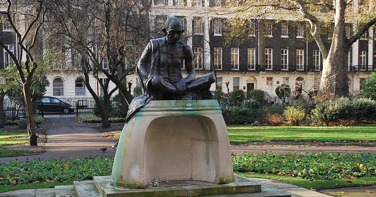 A statue of Mohandas Karamchand Gandhi in central London was vandalised on Monday, three days before Gandhi Jayanti celebrations are scheduled at the site on October 2. The plinth of the monument was defaced with derogatory graffiti. The incident took place at Tavistock Square, where a bronze statue depicts Gandhi in a meditative seated posture.