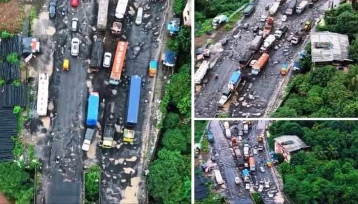 A viral drone video showing the Mumbai-Goa highway covered in 