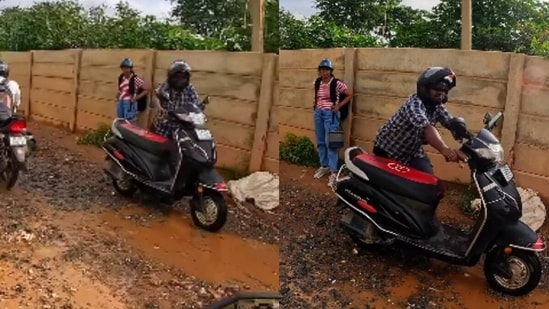 A viral video from Bengaluru has brought attention once again to the city's deteriorating road conditions. The clip, recorded and posted on Instagram by content creator Lakshman Goswami, shows him stepping in to help a Rapido passenger stranded on a heavily waterlogged road.