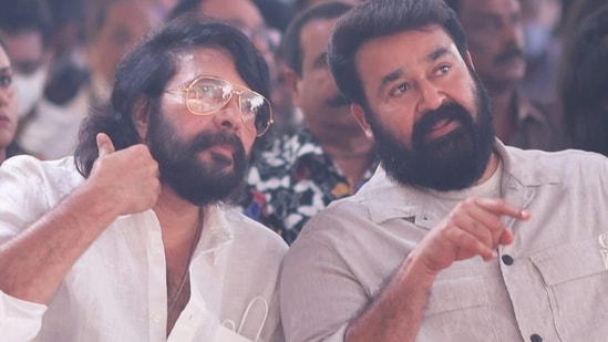 Actor Mohanlal is happy that his friend, actor Mammootty, has recovered from an unspecified illness. The actor, who posted a picture of himself kissing Mammootty as soon as he heard the news, told Manorama News that he's ‘thankful to God' that his friend is alright. Here's what he said. (Also Read: Mammootty's brother Ebrahimkutty moved by ‘whole world' praying for star's recovery: ‘Crossed vast sea of turmoil')